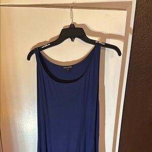 Eileen Fisher Blue Midi Dress Asymmetrical Sleeveless Tank Top